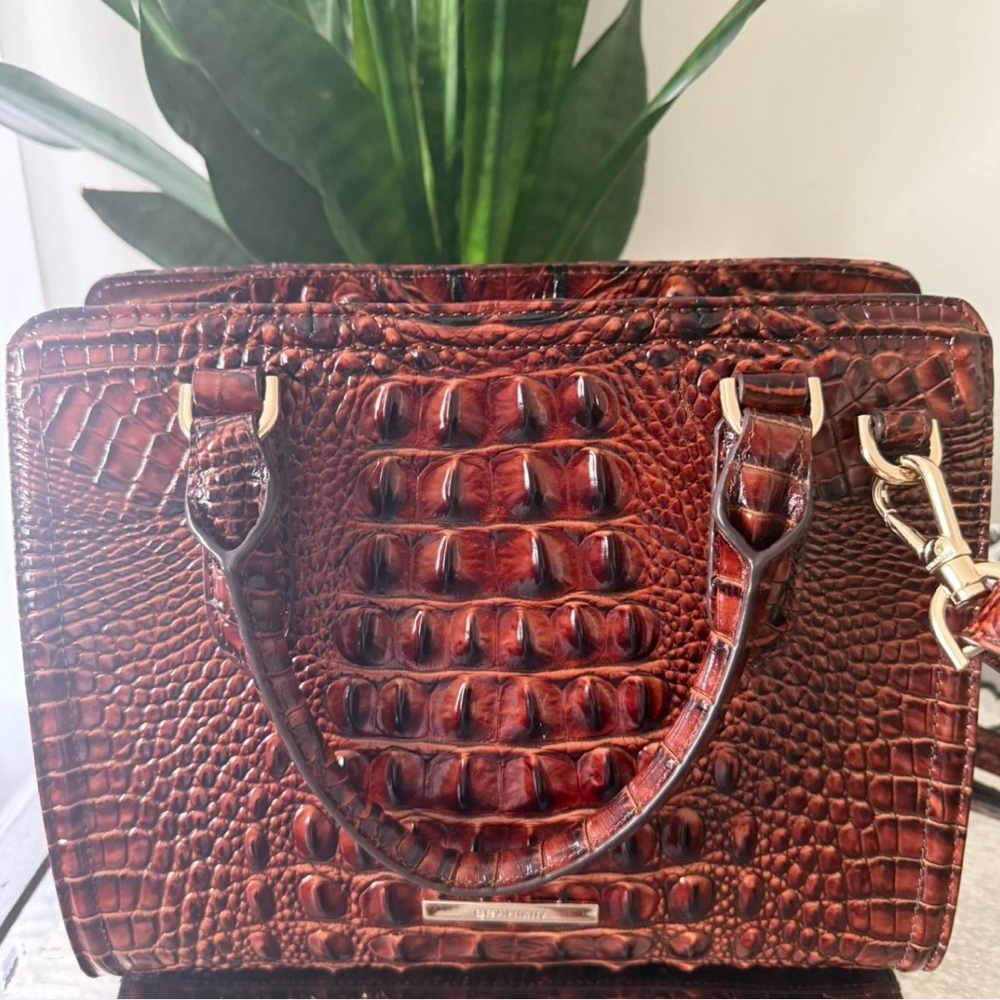 Gorgeous BRAHMIN CAMI pecan satchel Handbag! New!